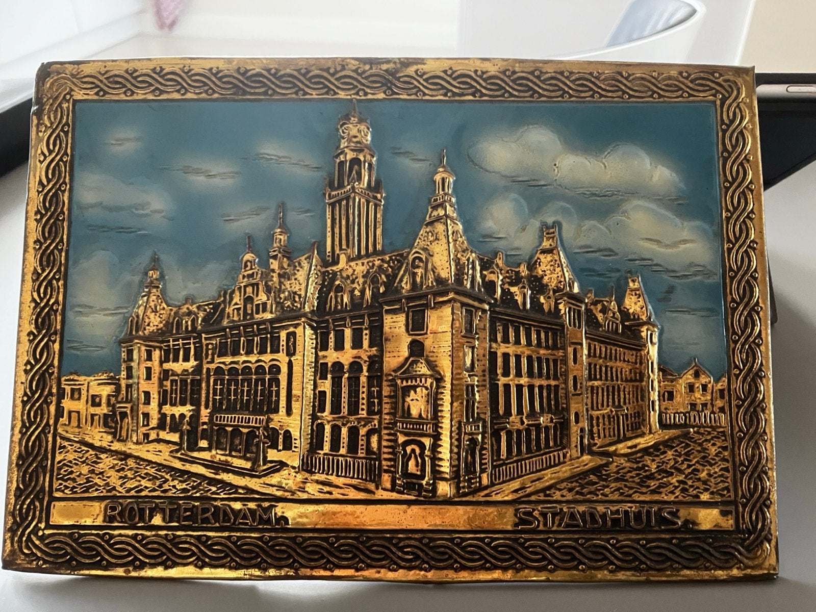 Vintage Rotterdam Stadhuis reliëf wanddecoratie 1931, Ophalen of Verzenden