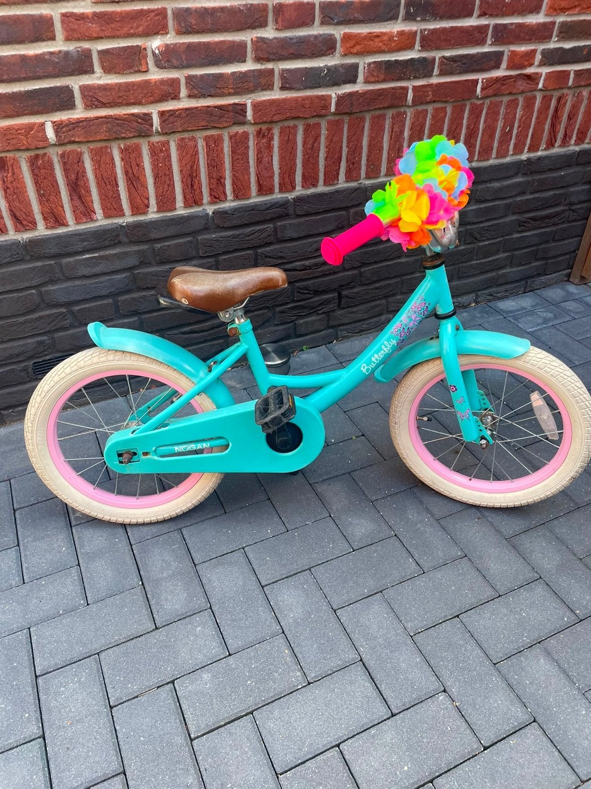 Nogan Butterfly Kinderfiets 16 inch, Fietsen en Brommers, Ophalen, Gebruikt, Terugtraprem, 16 tot 20 inch