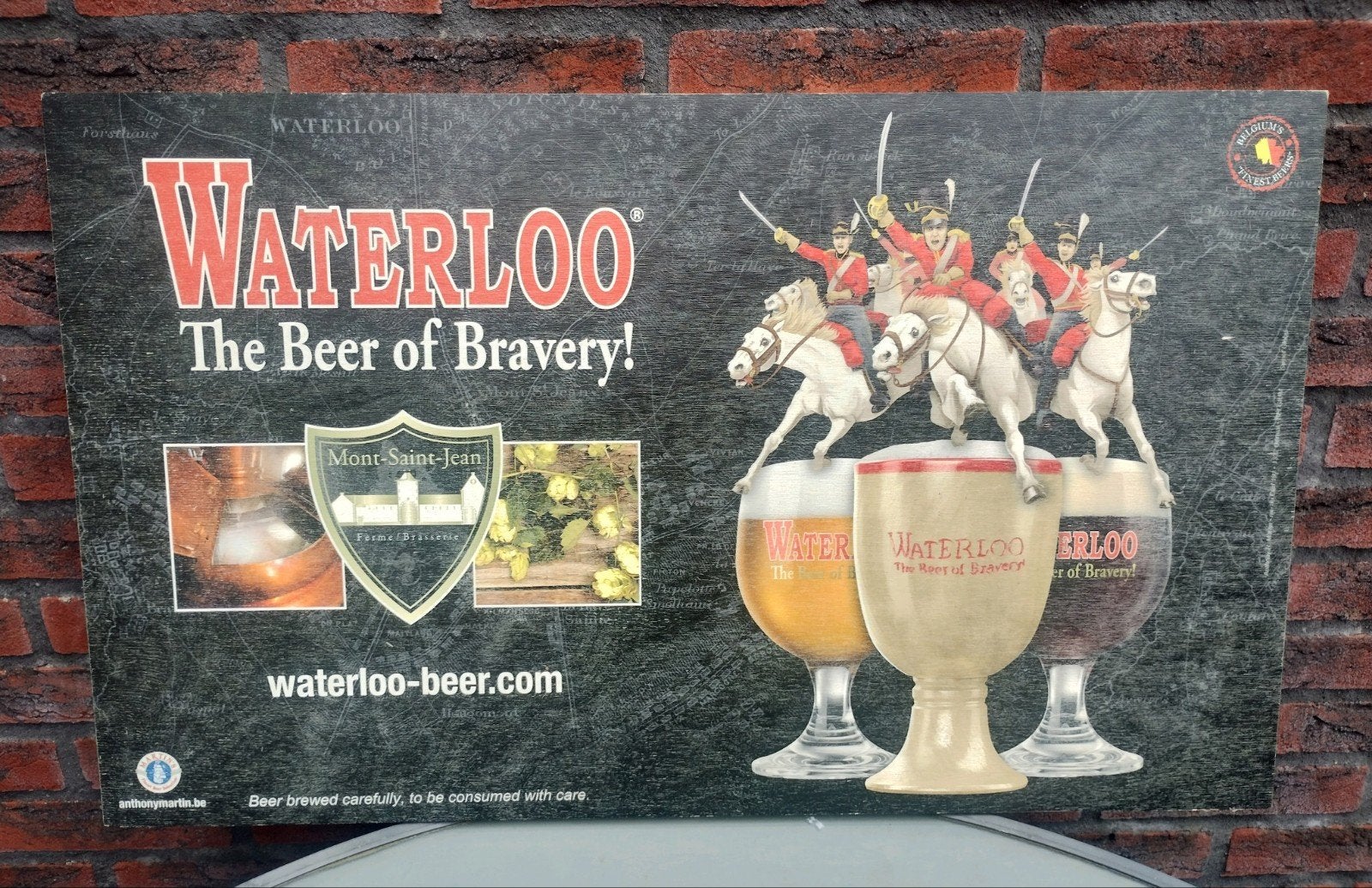 Waterloo Bier reclamebord XXL, Verzamelen, Ophalen of Verzenden, Zo goed als nieuw, Reclamebord, Plaat of Schild, Overige merken
