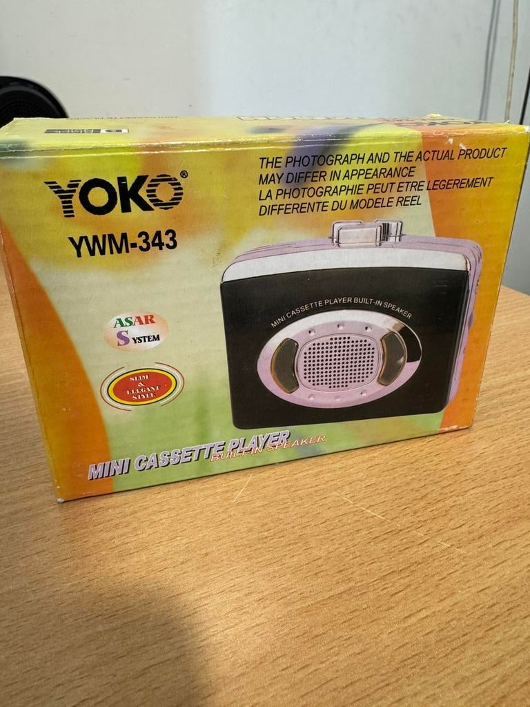 Cassette Walkman Yoko YWM-343 met ingebouwde Speaker + Doos, Ophalen of Verzenden, Walkman