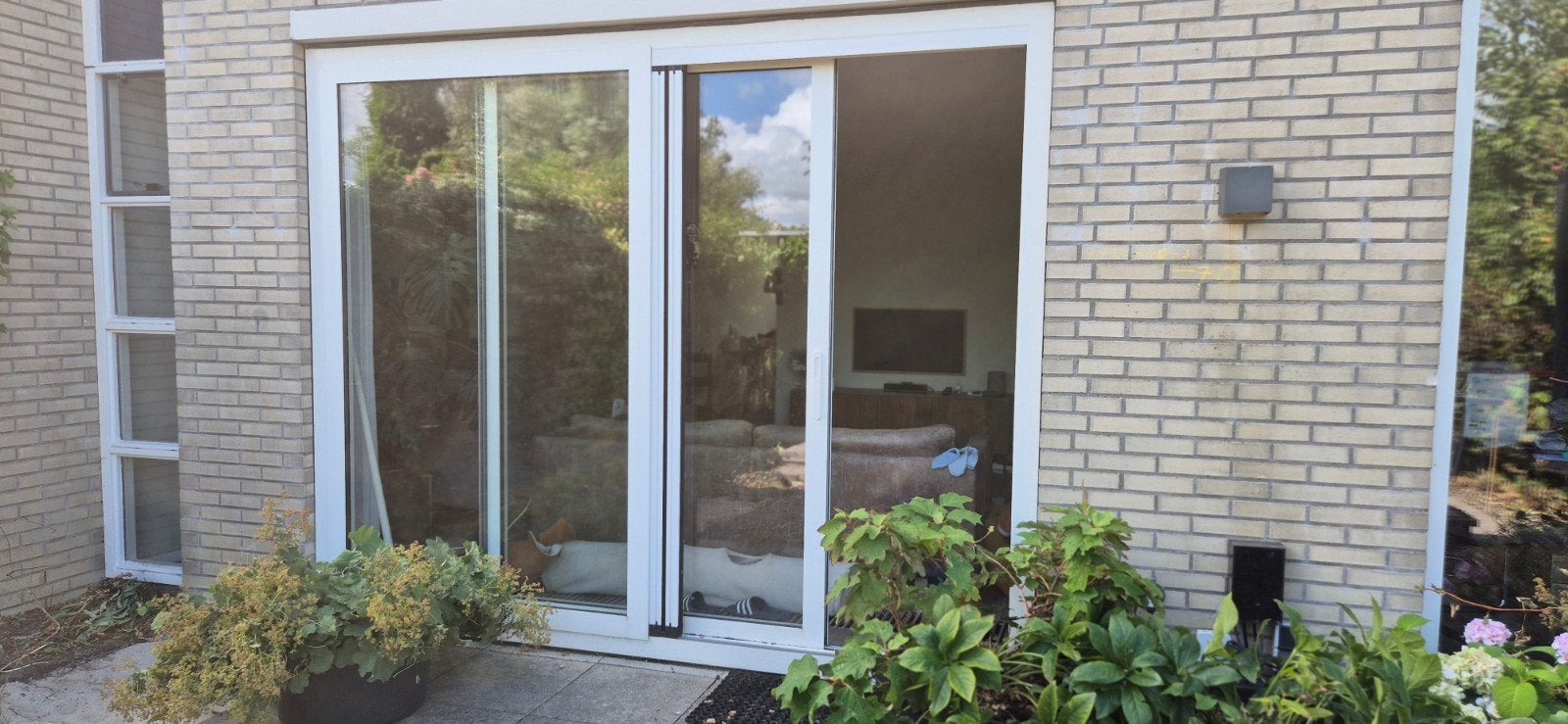 Mooie aluminium schuifpui in de kleur RAL 9010 matte poederc, Ophalen, Zo goed als nieuw, Metaal, 120 cm of meer