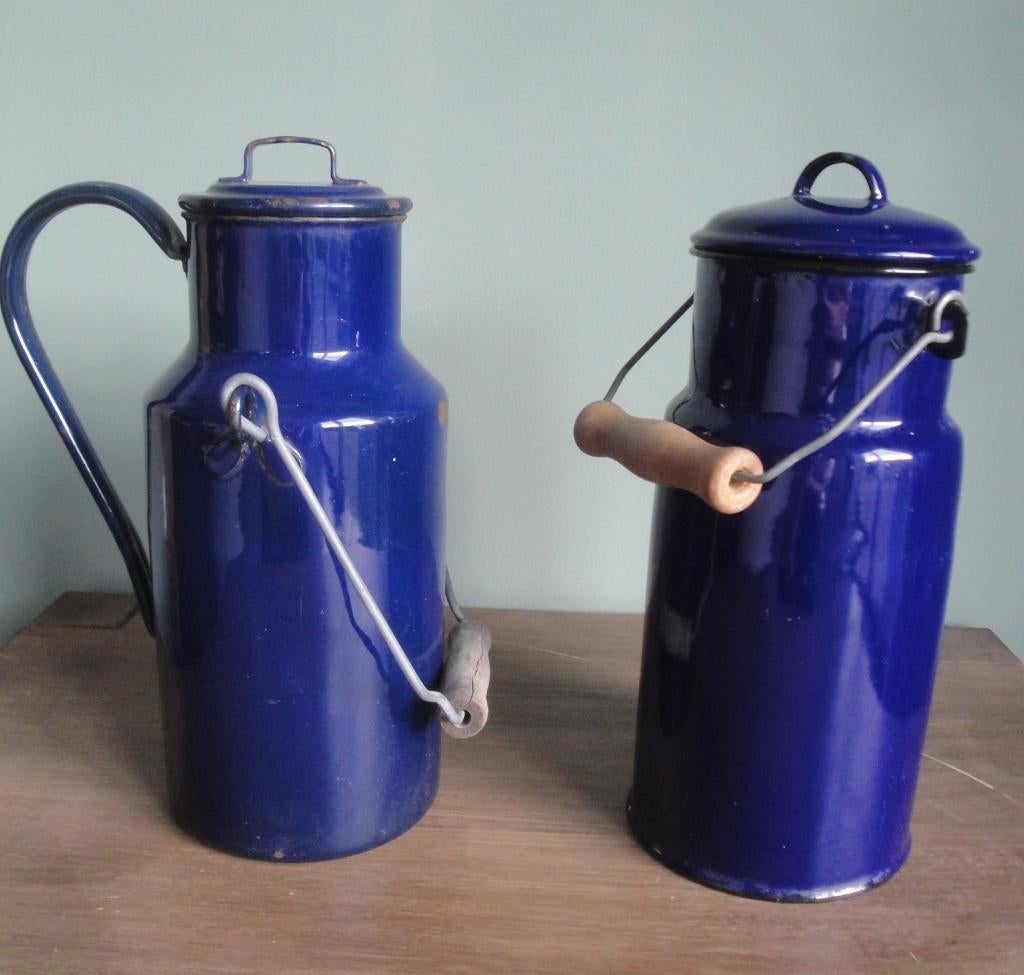 2 OUDE BROCANTE EMAILLE MELKBUSSEN, Ophalen of Verzenden