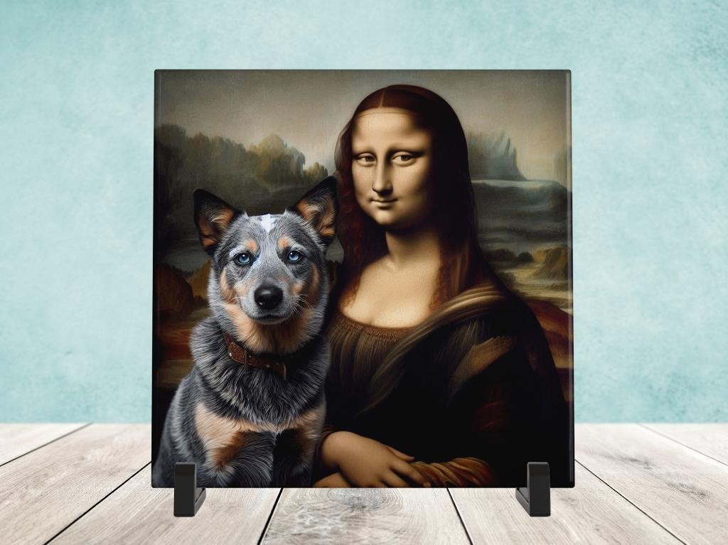 Keramische Tegel - Mona Lisa met een Cattle Dog, Verzenden, Nieuw