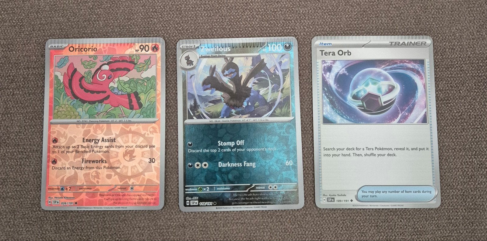 3 Pokemon kaarten met Crimp Error., Ophalen of Verzenden, Zo goed als nieuw, Meerdere kaarten