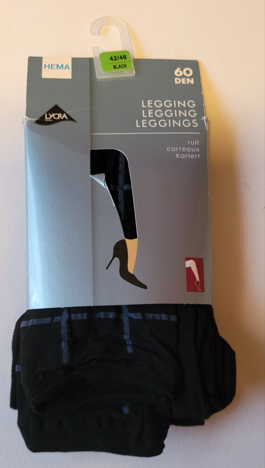 Nieuwe HEMA Legging met Ruitpatroon - Maat 42/44, Legging, Zwart, Nieuw, Ophalen of Verzenden