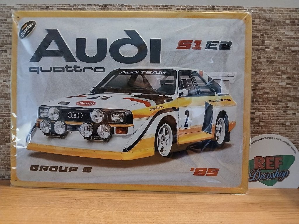 metalen 3d/reliëf bord audi quattro sport 30x40 cm, licentie, Ophalen of Verzenden, Reclamebord