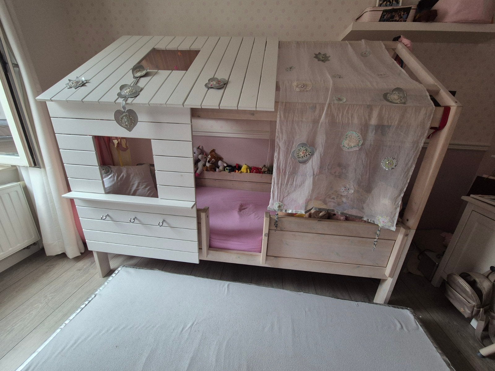 Prachtig Lifetime huisjesbed met glitter en accessoires, Ophalen of Verzenden, Zo goed als nieuw, Hoogslaper of Stapelbed
