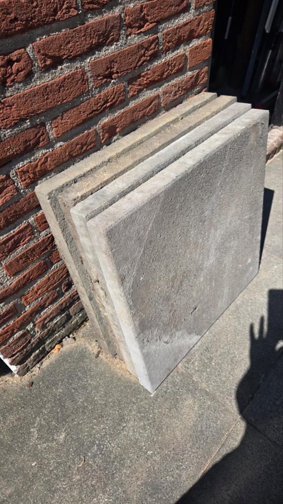 6x 60x60 beton tegels en palissander opsluitbanden, Tuin en Terras, Tegels en Klinkers, Ophalen, Gebruikt, Beton, Minder dan 5 m²
