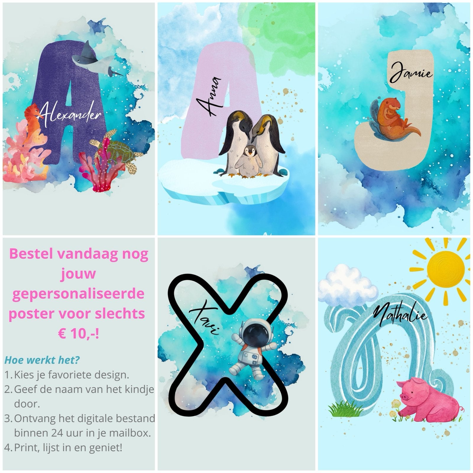 Naamposter voor kinderkamer, Ophalen, Nieuw, Wanddecoratie