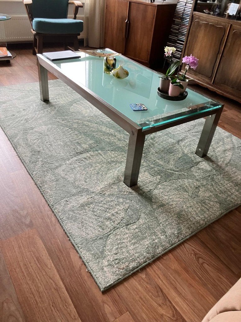 Glazen salontafel, Ophalen, Gebruikt, 100 tot 150 cm, 50 tot 100 cm
