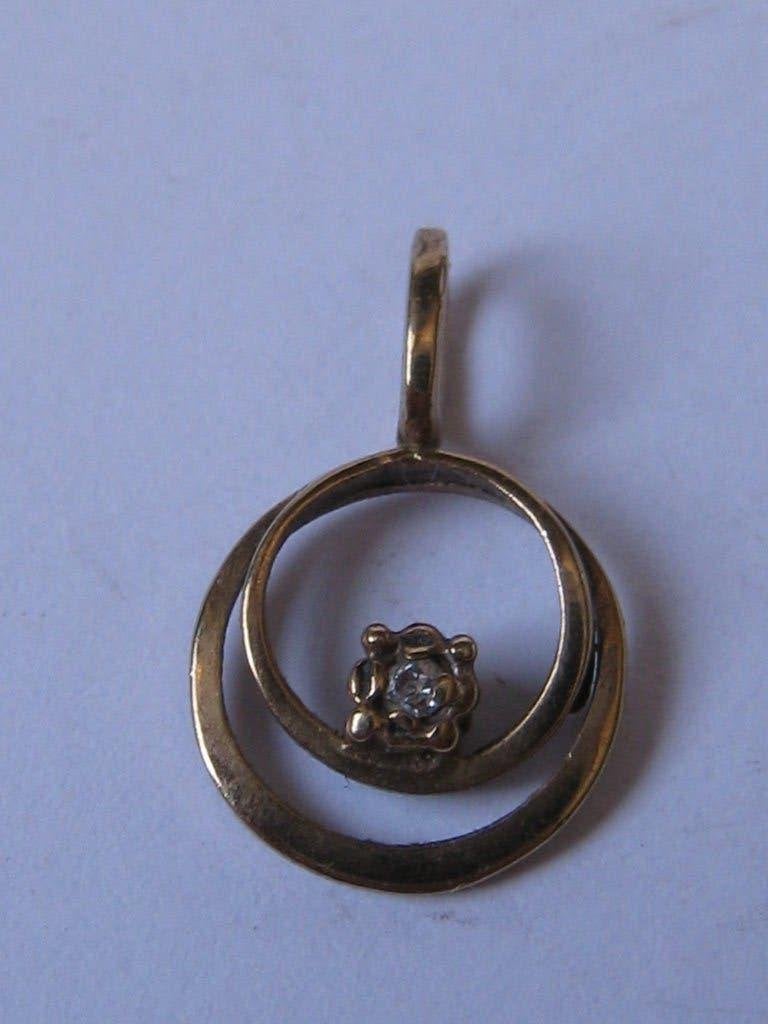 GOUD - GOUDEN HANGERTJE m. KLEIN BRILJANTJE voor 65,-, Gebruikt, Verzenden, Met edelsteen, Goud