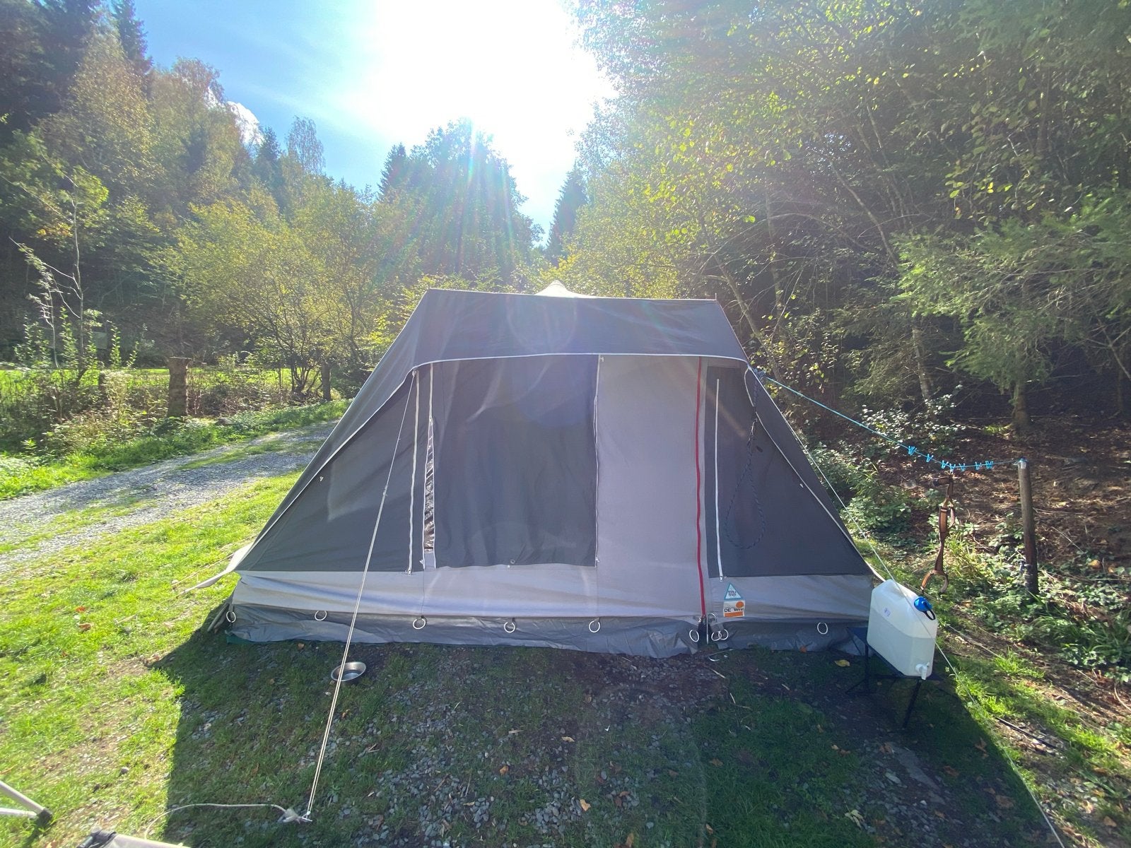 Katoenen 4-persoons tent, Caravans en Kamperen, Ophalen, Gebruikt, Tot en met 4