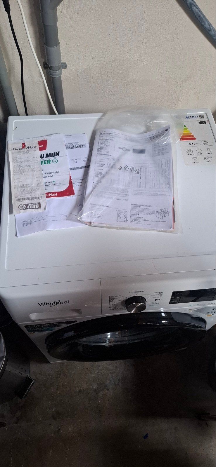 8 kg trommel whirlpool, Ophalen