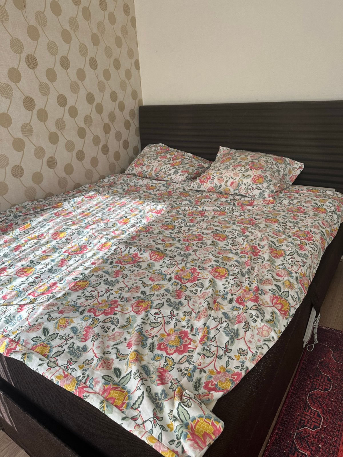 Tweepersoons elecktrisch boxspring met hoofdeinde, Ophalen, Bruin, Tweepersoons, 180 cm