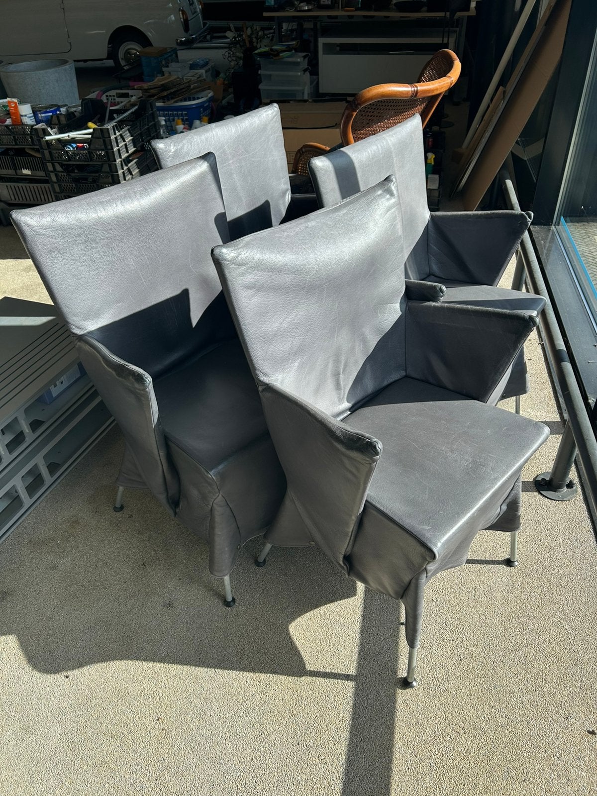 Eetkamerstoelen merk Label, Ophalen, Gebruikt, Blauw, Leer