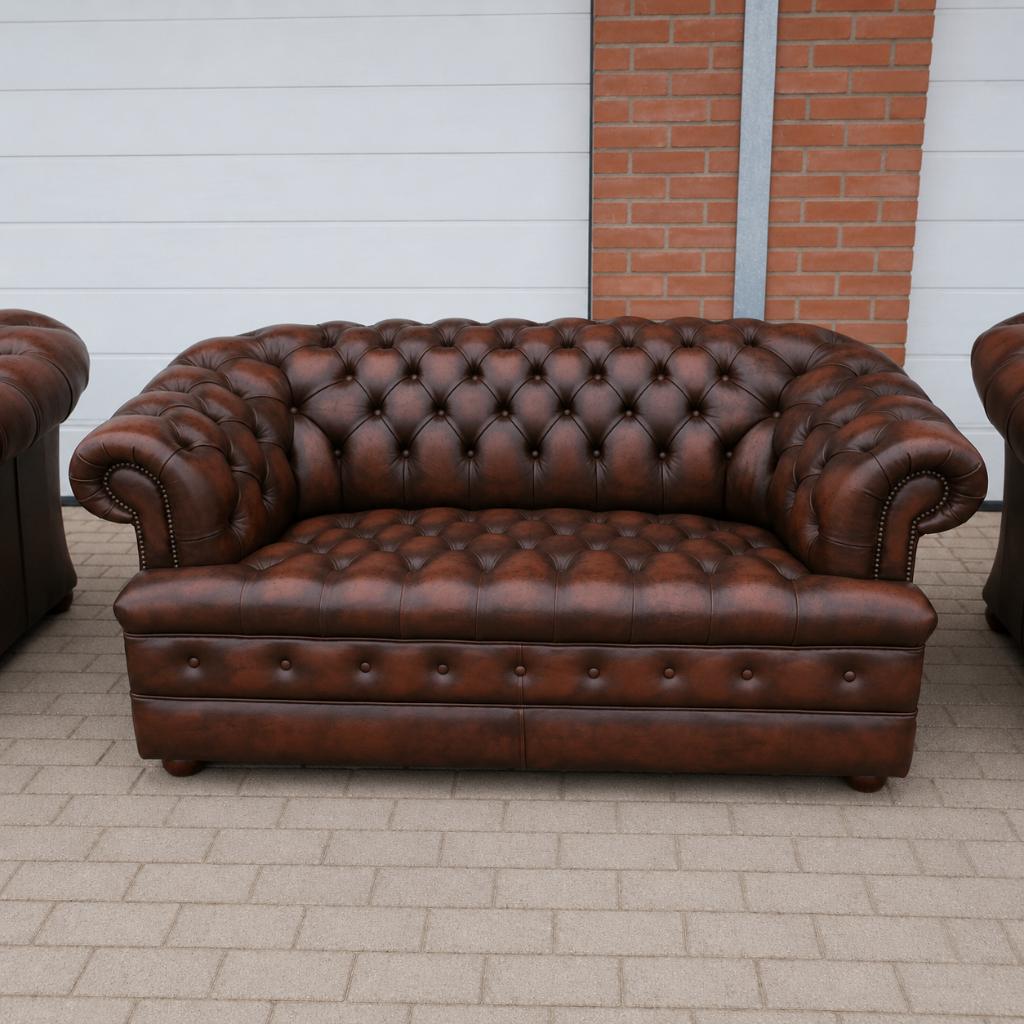 Chesterfield bankstel compleet 3½ +2 bank + stoel. Bruin., Huis en Inrichting, Banken | Bankstellen, Chesterfield, Nieuw, 75 tot 100 cm