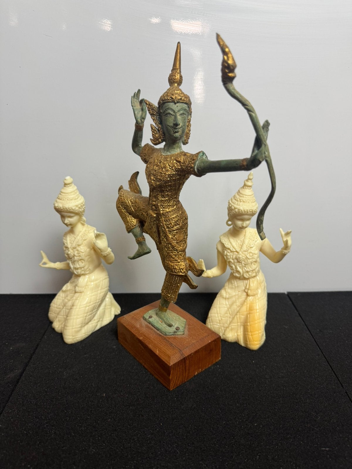 Vintage danseres beelden — brons en ivoorlook — set van 3, Verzamelen, Beelden en Beeldjes, Ophalen of Verzenden, Zo goed als nieuw