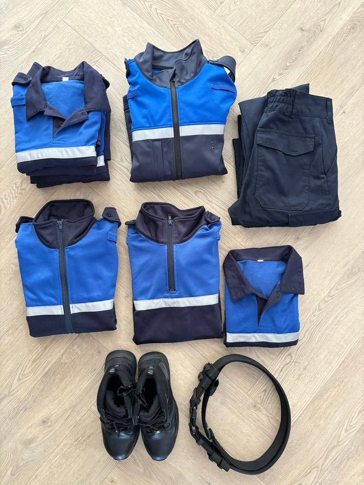 HTV BOA Werkkleding set: polo, jas, broek, riem & schoenen, Ophalen of Verzenden, Gedragen, Overige maten, Blauw