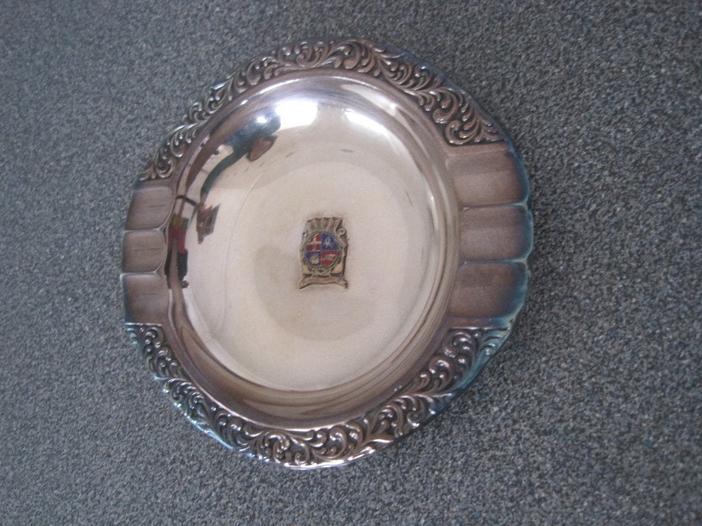 Verzilverde asbak van Hr. Ms.De Ruijter 13 cm. breed.**, Verzamelen, Ophalen of Verzenden, Zo goed als nieuw, Asbak