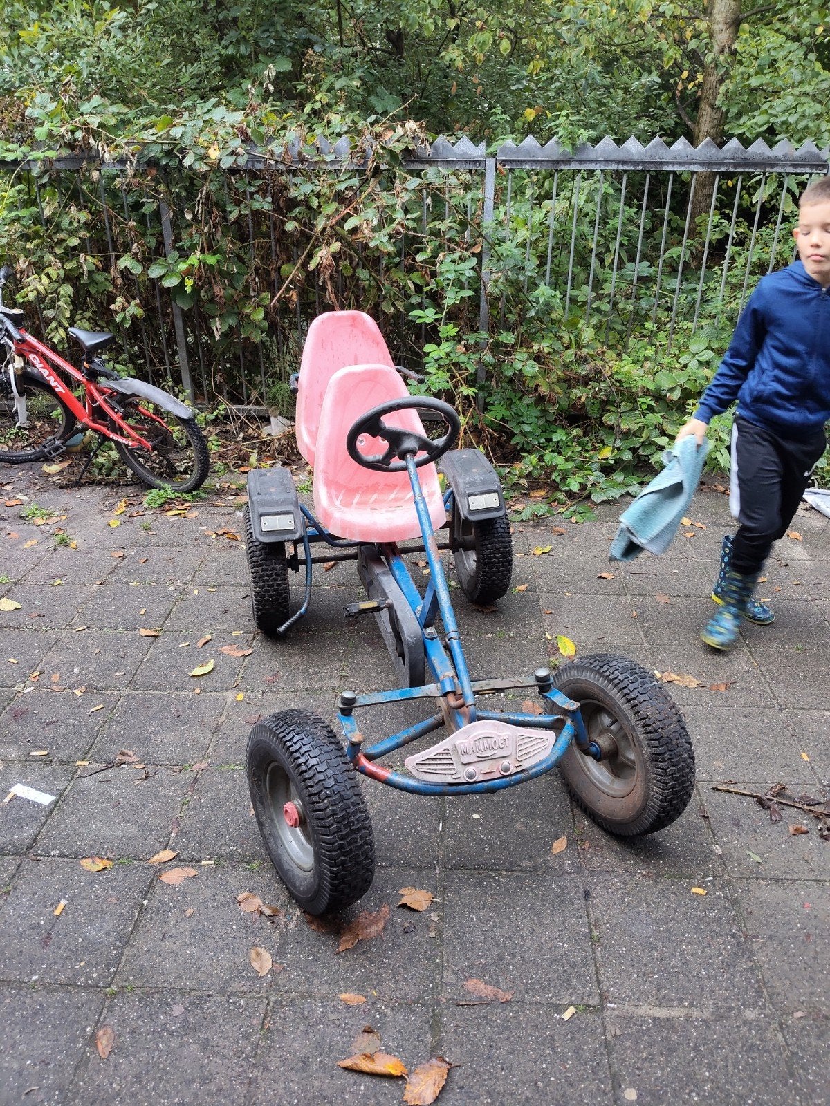 Blauwe skelter met duozit - Gebruikt, Kinderen en Baby's, Ophalen of Verzenden, Gebruikt, Overige merken, Duozit