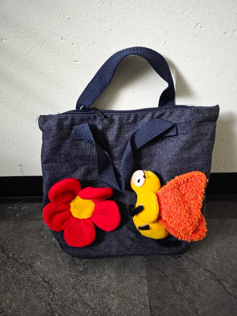 Denim donkerblauwe tas met twee handvatten, Sieraden, Tassen en Uiterlijk, Tassen | Reistassen en Weekendtassen, Ophalen of Verzenden