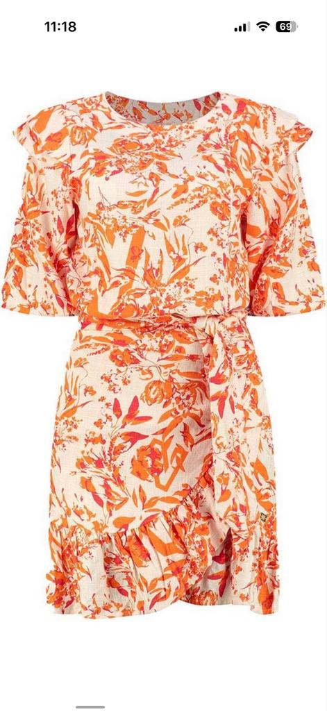 Nikkie jurk maat 42 - Oranje/wit bloemenprint, Ophalen of Verzenden, Gedragen, Maat 42/44 (L), Oranje