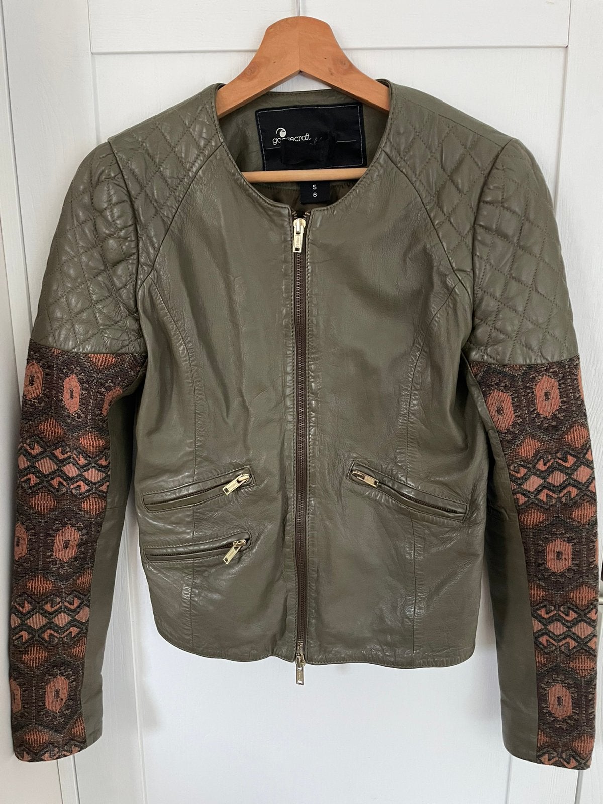 Goosecraft leren jack / army green leather jacket, Ophalen of Verzenden, Nieuw, Maat 36 (S), Groen