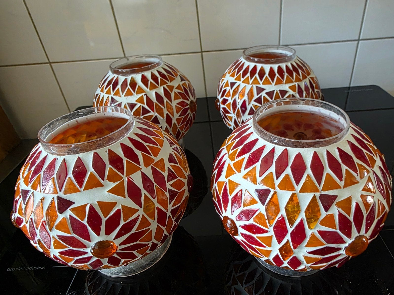 4 Marokkaanse bollen/ lampekappen, Ophalen, Zo goed als nieuw, Glas, Marokkaans