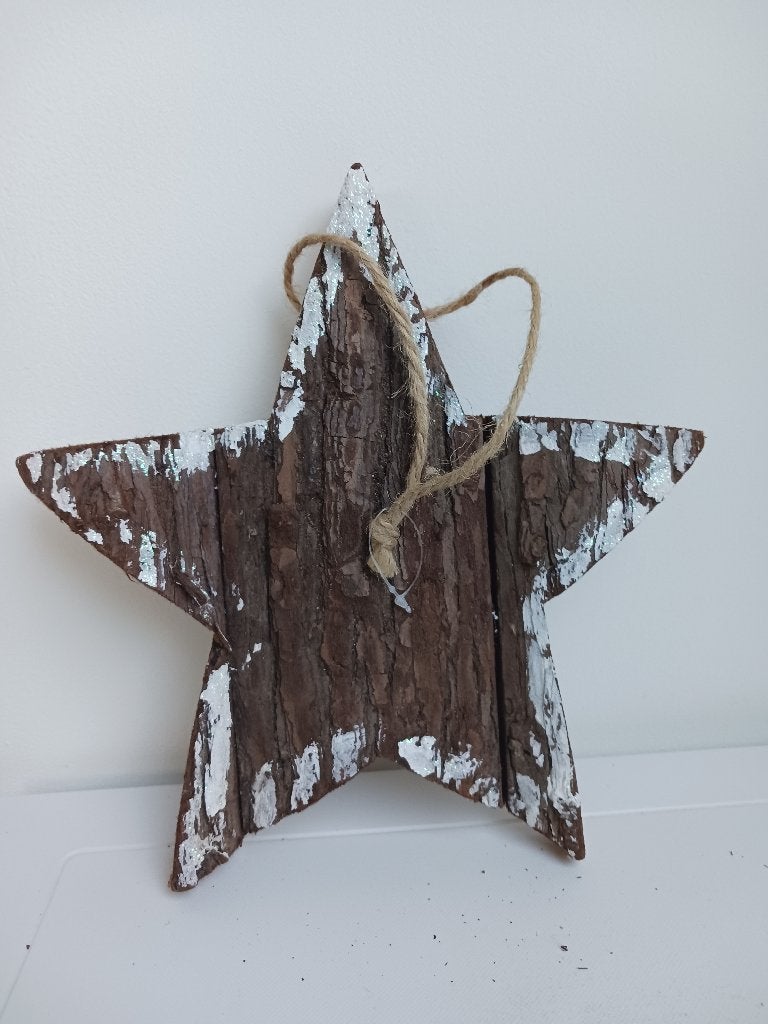Houten ster boomschors kerst, Diversen, Ophalen of Verzenden