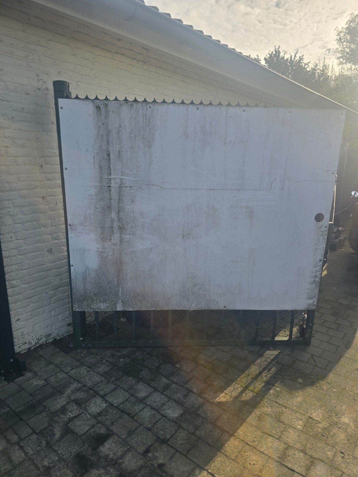 Gebruikt  poort met paal - Groen ijzer, Ophalen, Met poort, Gebruikt, Spijlenhekwerk
