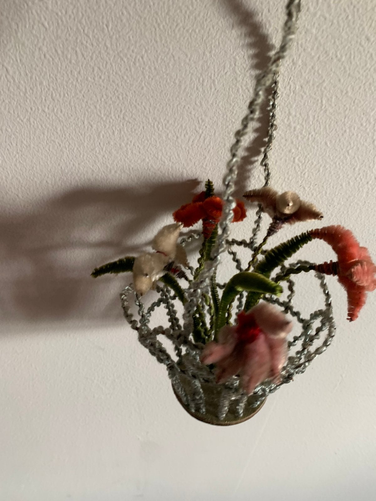 Bijzonder kerst ornament chenille bloemenmand, Gebruikt, T, Ophalen of Verzenden, N