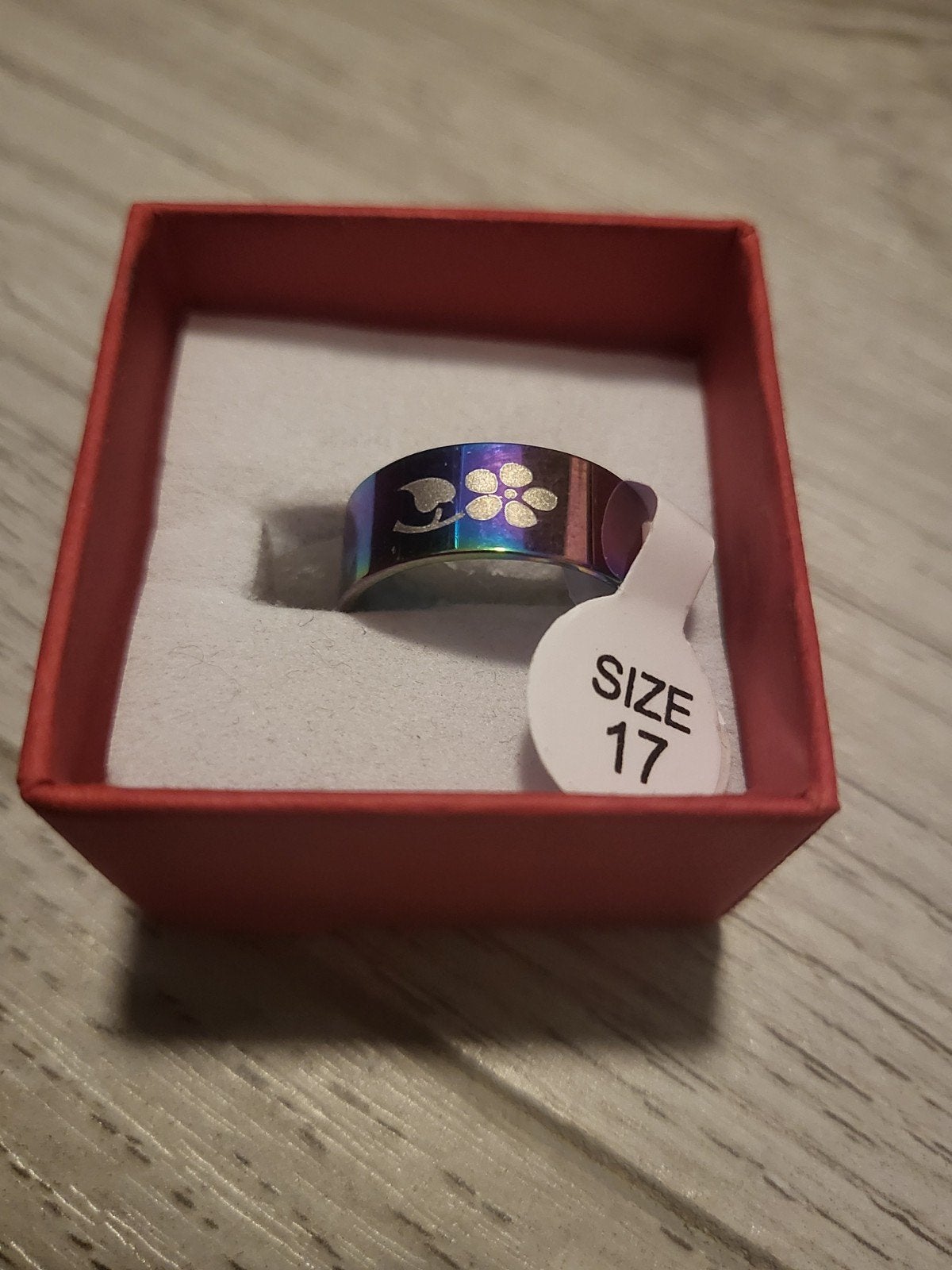 Nieuwe Regenboog Ring Maat 17 met Bloemen Design, Overige kleuren, IJzer of Staal, Nieuw, Ophalen of Verzenden