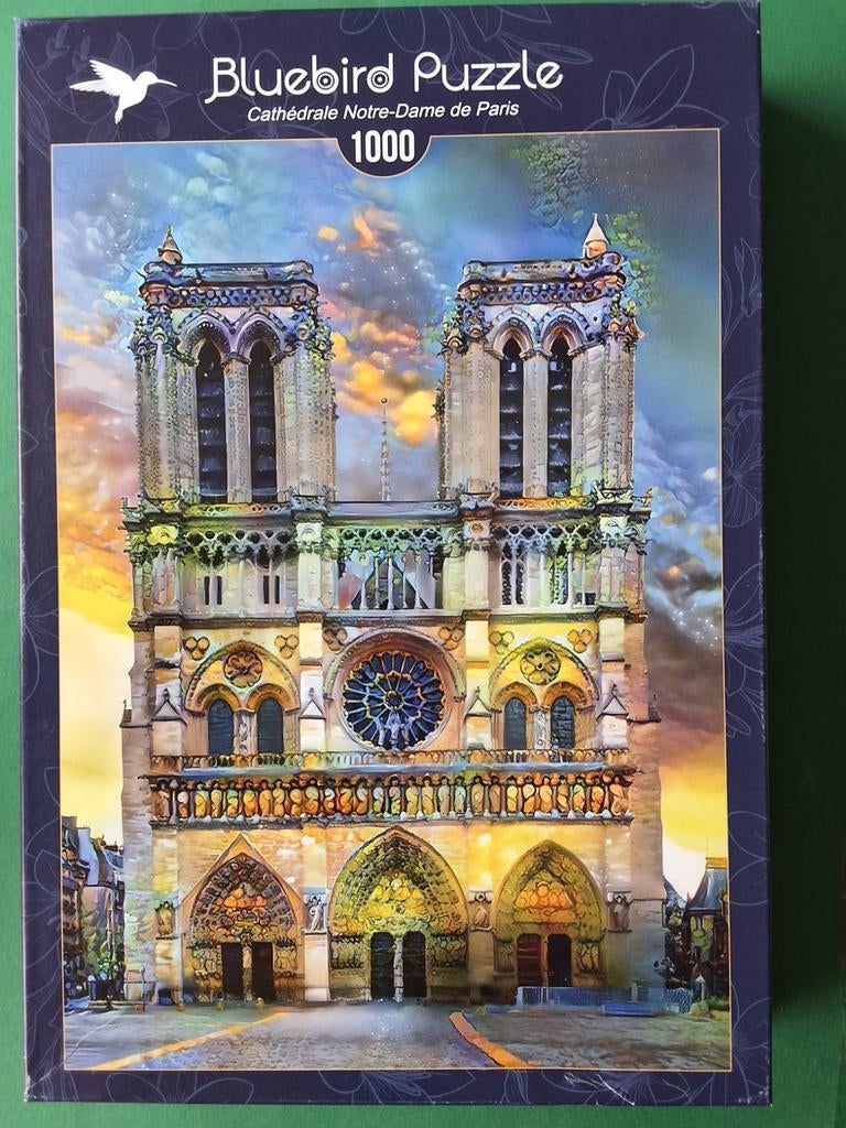 Blue bird 1000 stukjes ,Cathedrale Notre-Dame de Paris, Ophalen of Verzenden, 500 t/m 1500 stukjes, Zo goed als nieuw, Legpuzzel