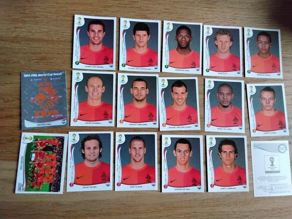 17 Panini WK 2014 Nederland Voetbal Stickers, Ophalen of Verzenden, Zo goed als nieuw, Poster, Plaatje of Sticker