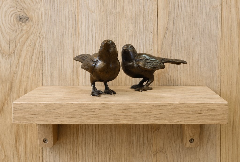 2 MUSJES / BRONS / vogel, Dierenbeeld, Nieuw, Info@huisentuindecoratiemarie.nl, Huis en tuin decoratie marie