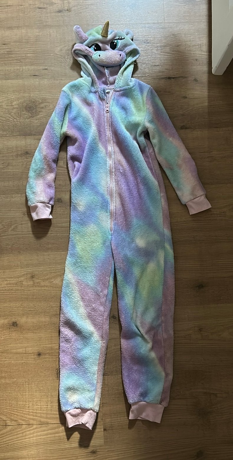 Eenhoorn Onesie Maat 122/128 en pantoffels unicorn, Kinderen en Baby's, Ophalen of Verzenden, Gebruikt, Meisje, Nacht- of Onderkleding