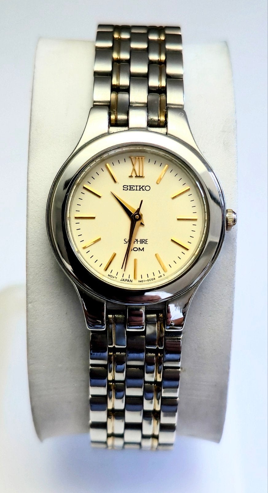 Seiko Ladies Quartz Watch Sapphire Crystal 50M Two-Tone, Staal, Polshorloge, Ophalen of Verzenden, Zo goed als nieuw