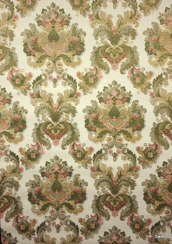 9907 Origineel vintage barok bloemenbehang swiet, Ophalen of Verzenden, Roze