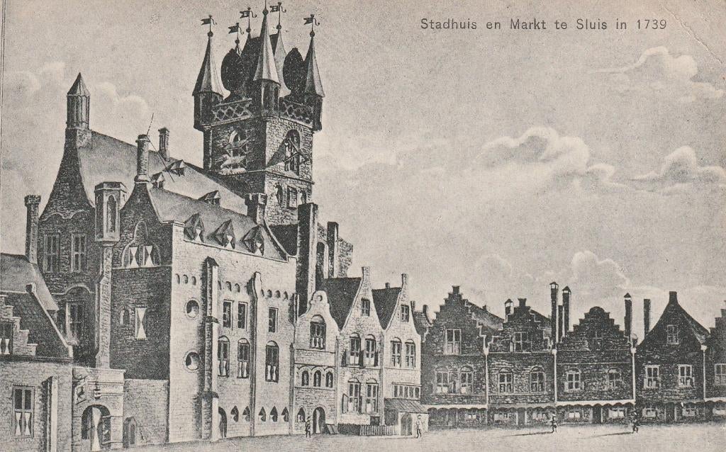 SLUIS  Stadhuis en Markt in 1739, Verzenden, Voor 1920, Ongelopen, Zeeland