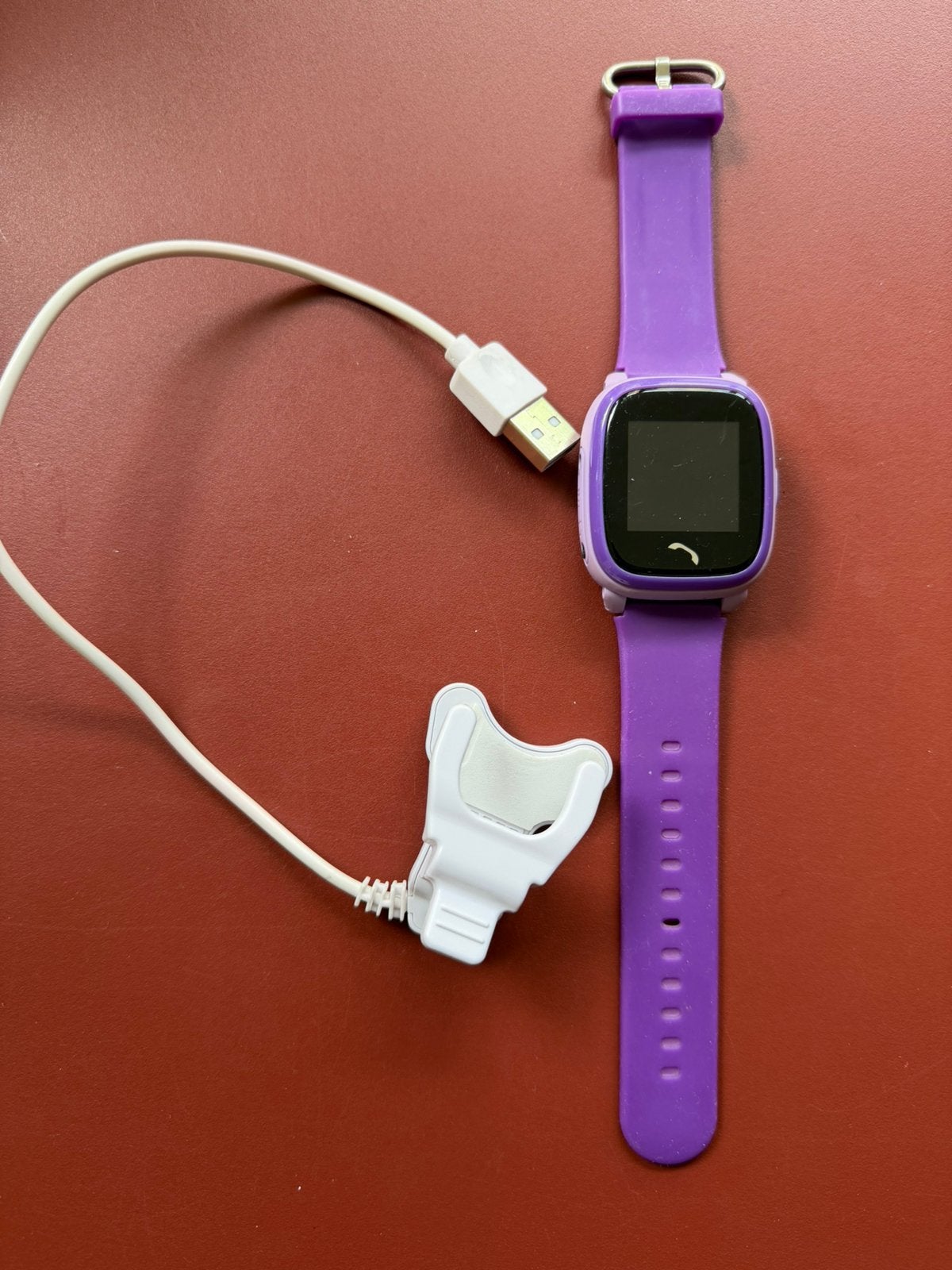 One 2 track Kinder horloge Smartwatch Paars met oplader, Paars, Ophalen of Verzenden, Zo goed als nieuw, GPS