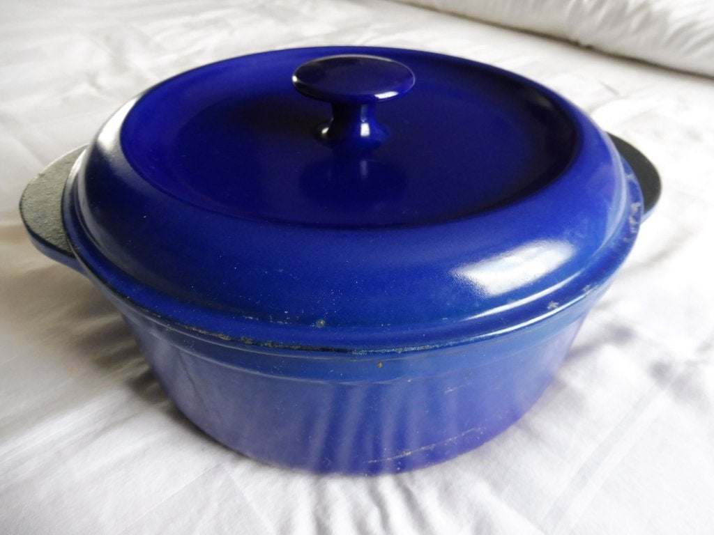 Zware kwaliteit gietijzeren braadpan braad pan France 24 cm, Ophalen, Zo goed als nieuw, Rvs, Koekenpan of Braadpan