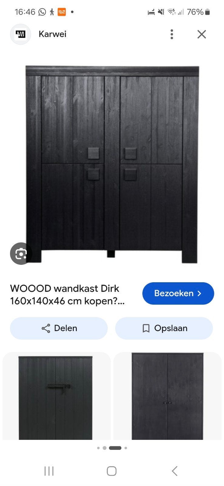 gratis: WOOOD wandkast Dirk 160x140x46 cm - Gebruikt, Ophalen, Gebruikt