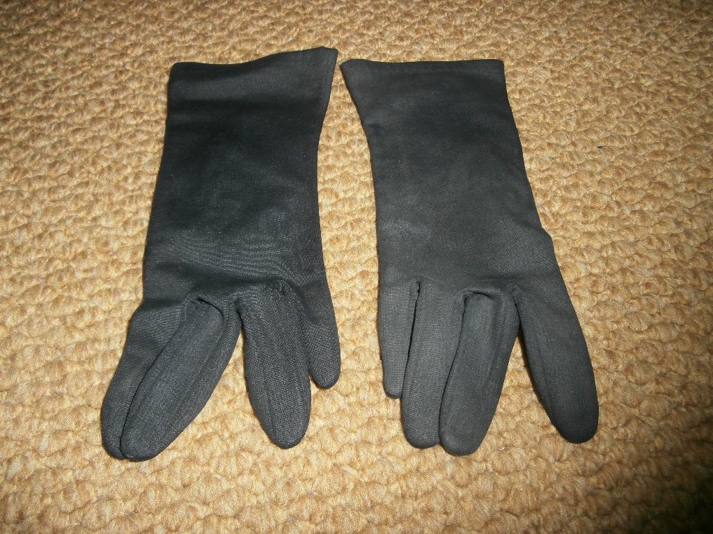 Handschoen zwart zwarte handschoenen retro feest gala antiek, Ophalen of Verzenden, Gedragen, Maat 36 (S), Handschoenen