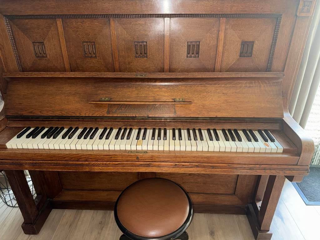 Antieke Hoffmann&Kühne Piano - Meer dan 75 jaar oud, Ophalen, Gebruikt, Bruin, Piano