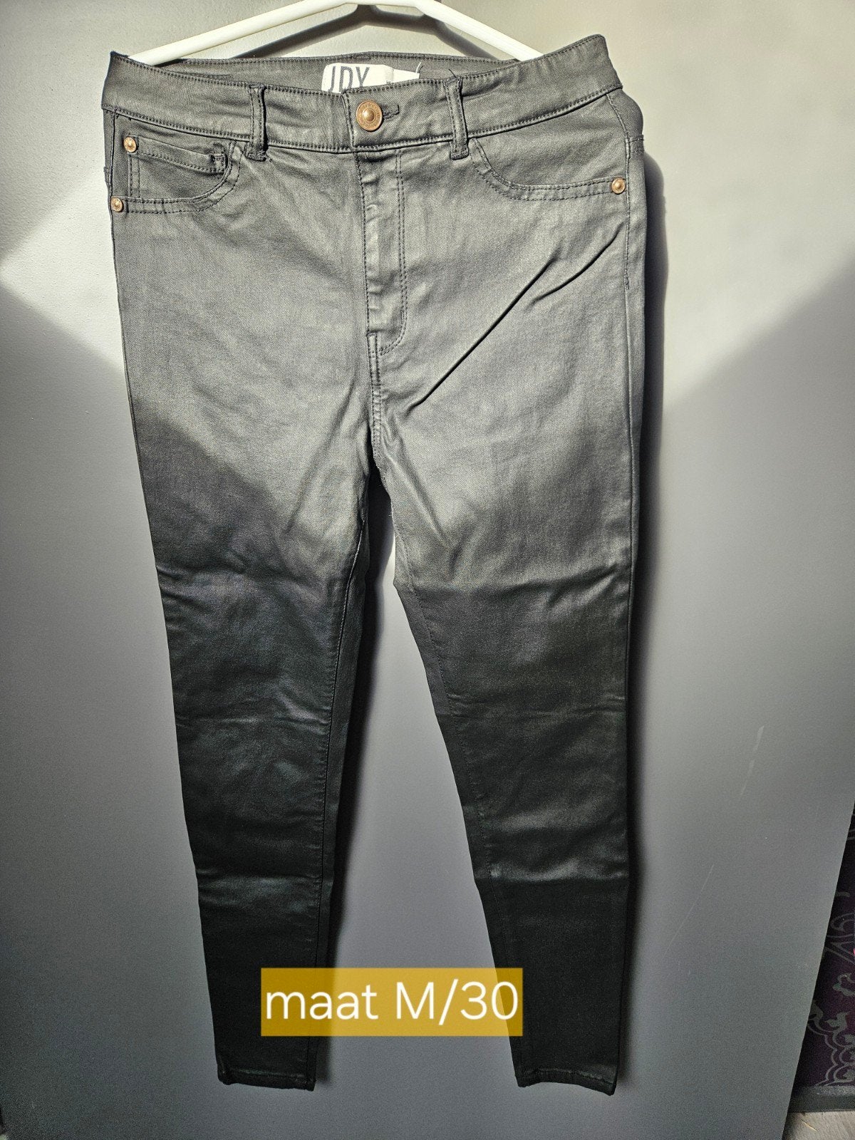 zwart coated broek maat M/30, Maat 38/40 (M), Zwart, Ophalen of Verzenden, Zo goed als nieuw