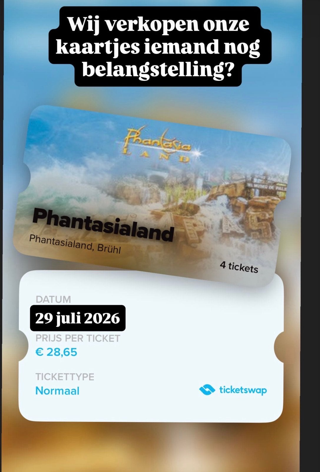 2 kaartjes Phantasialand bruhl 12+ alleen geldig op 29-07, Drie personen of meer, Ticket of Toegangskaart