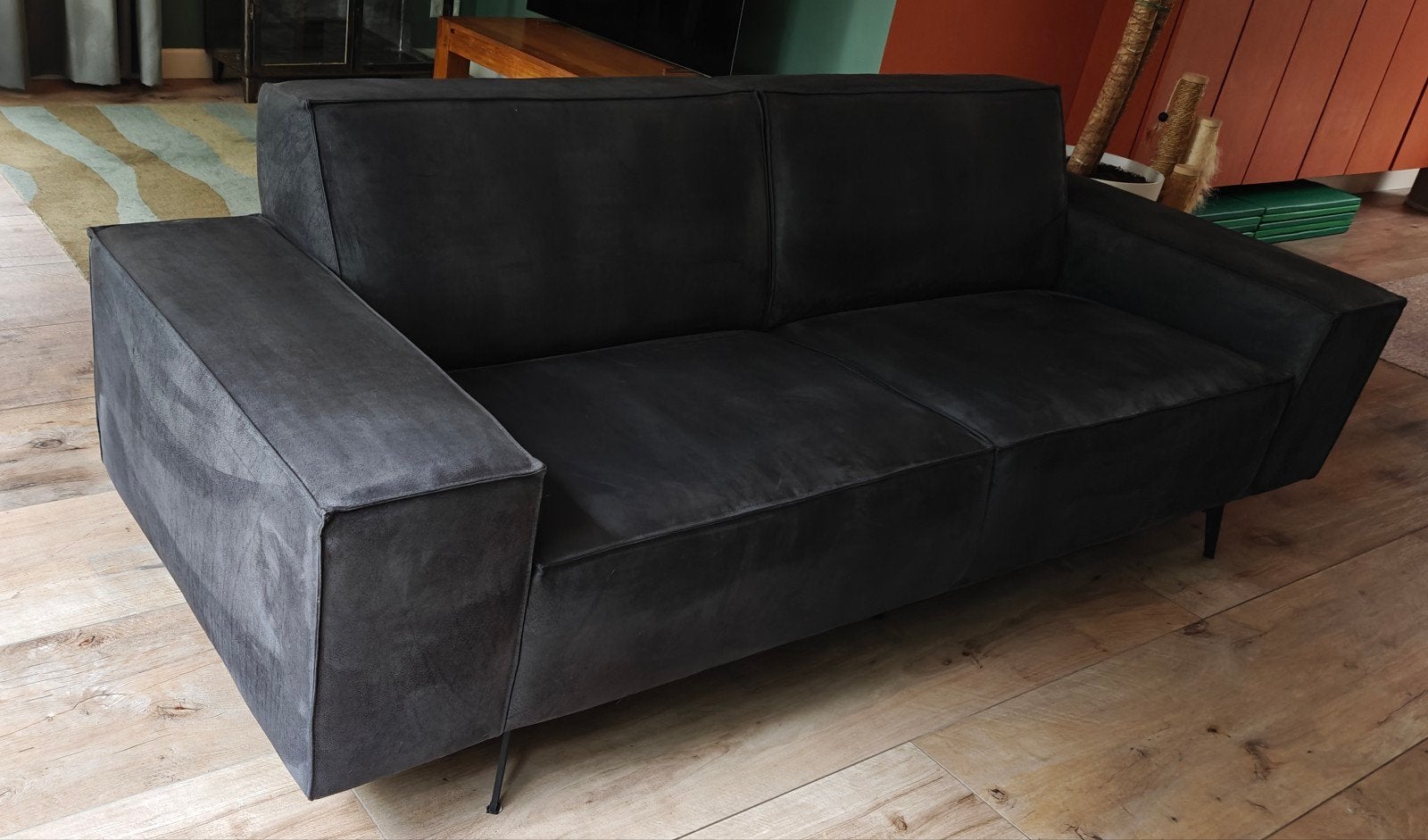 luxe Micro lederen bank 2.5 zits Montel, Huis en Inrichting, Ophalen, Kunststof, Driepersoons, 75 tot 100 cm