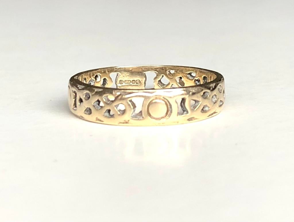 Vintage 9k gouden ring band keltisch maat 17, Ophalen of Verzenden, Zo goed als nieuw, 17 tot 18, Dame