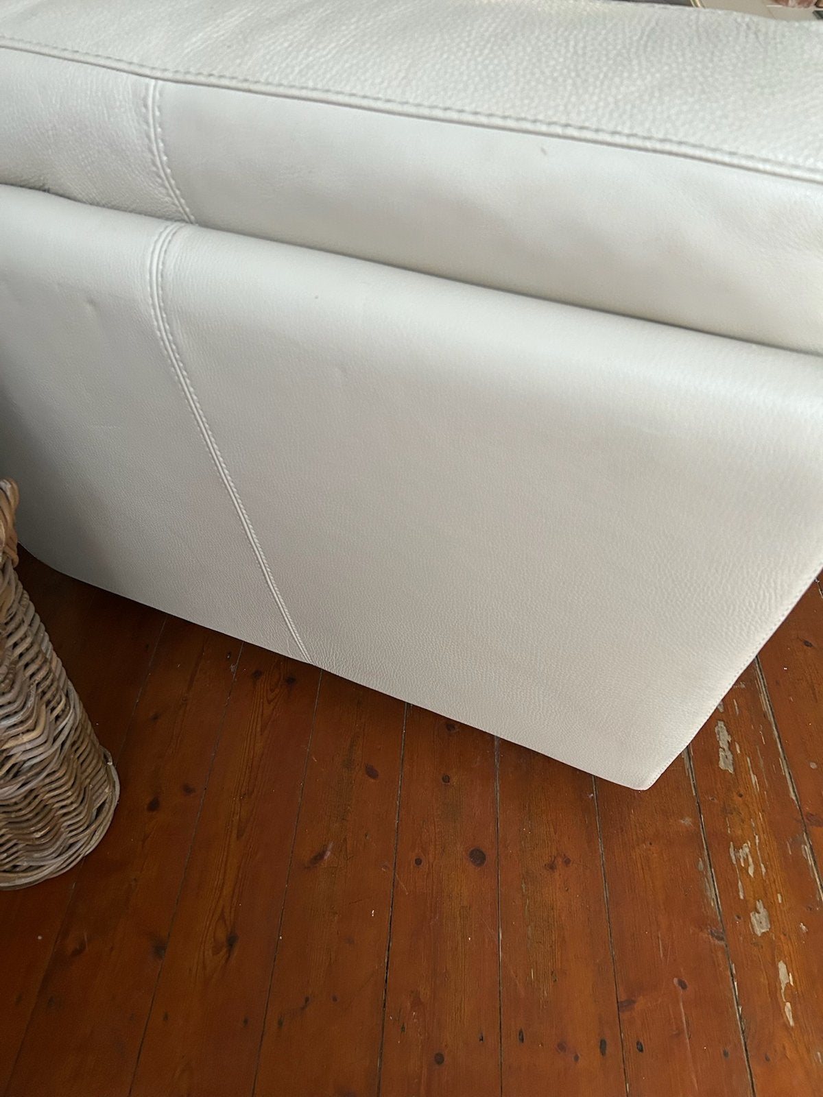 Leren hoekbank Natuzzi, crème wit, 4 persoons, 250 tot 300 cm, Gebruikt, 100 tot 125 cm, Hoekbank