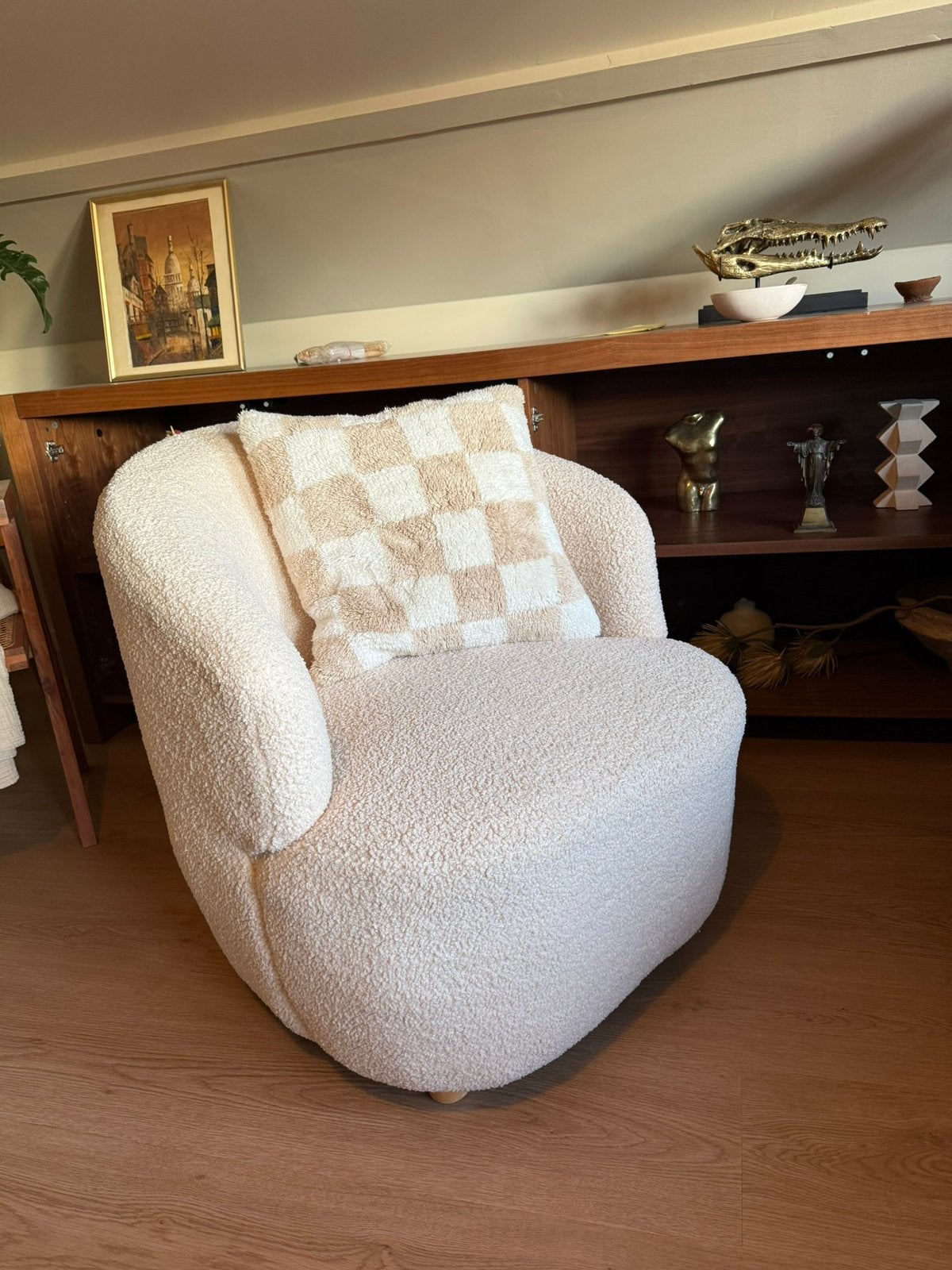 Teddy stof fauteuil - perfecte staat, comfortabel, Huis en Inrichting, Stoelen, Ophalen, Wit, Zo goed als nieuw, Eén